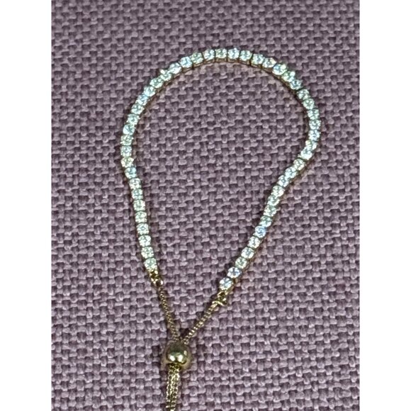 SHASHI Diamond Tennis Pull Bracelet in Gold One Size Womens Crystals - Picture 6 of 9